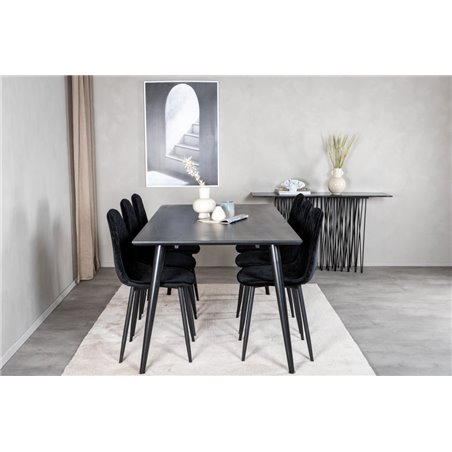 Polar Diamond Dining Chair - Black Legs - Black Velvet