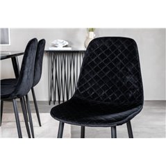 Polar Diamond Dining Chair - Black Legs - Black Velvet