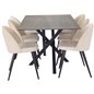 Piazza Dining Table - 180*90*75 - spraystone / Black, Velvet Dining Chair - Beige / Black_6