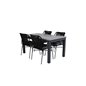 Albany-pöytä - 152/210 - musta / harmaa + Julian ruokapöydän tuoli - musta teräs / musta köysi (pinottava) _4