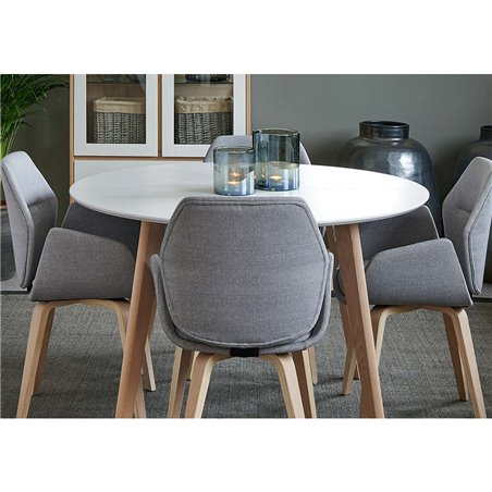 Ruokapöydän tuoli Flex 2-Pack - Harmaa / Luonnollinen - Kangas / Tammi