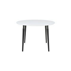 Ruokapöytä Päivämäärä Ø 110cm - Valkoinen / Krom / Musta - Puu / Metalli / HPL