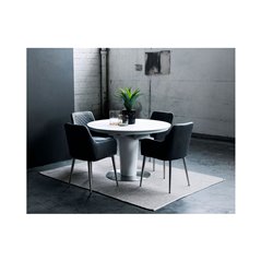 Matbord Förlängningsbart Ice 120/160x120 cm - Vit - Glas/MDF/Stål