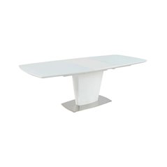 Ruokapöytä Jatkettava Ice 160 / 210x95 cm - Valkoinen - Lasi / MDF / Teräs