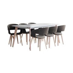 Spisebord Samsö 195x95cm - Hvid / Naturlig - MDF / Eg