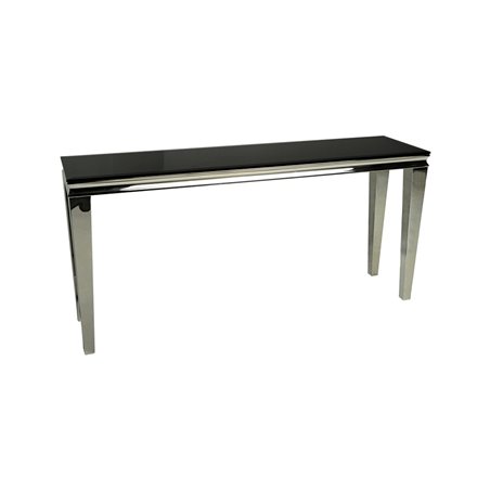 Aflastningsbord / Konsolbord Genua 160x40cm - Sort / Krom - Glas / Stål