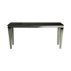 Reliefpöytä / Konsolipöytä Genoa 160x40cm - Musta / Krom - Lasi / Teräs