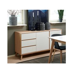 Skänk/Sideboard Nordic Odense 160x45x80cm - Vit/Natur - Ek/Trä