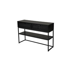 Reliefpöytä / Konsolipöytä Raffles 120x36x80cm - Musta - Tammi / Rottink / Metalli