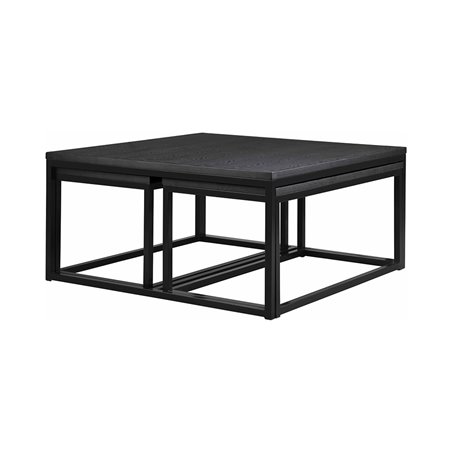 Soffbord Set 2+1 Acero - 100x100cm + 94x47cm + 94x47cm - Svart - Trä/Askfaner/Metall