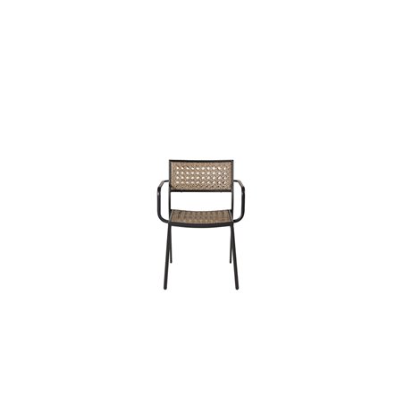 Paola matsal stol - svart stål / natur korg / svart kudde