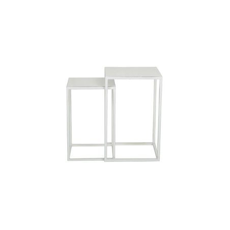 Sarjapöytä / Sivupöytä / Setti Adrienne - 55x35cm + 48x30 cm - Valkoinen - Pelti