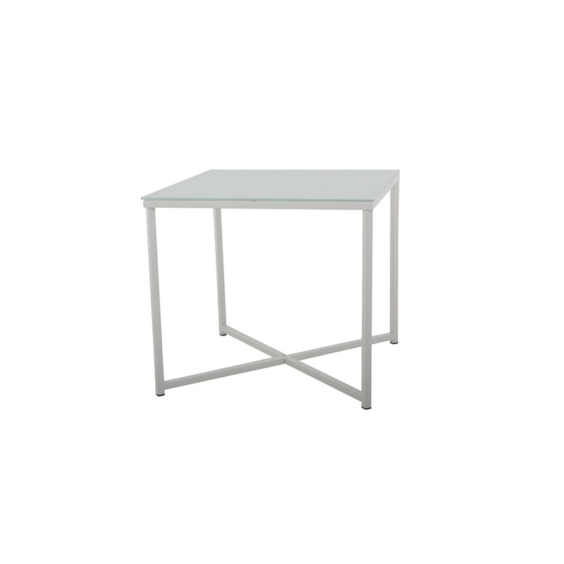 Sivupöytä Cross 50x50cm - Valkoinen - Lasi / Metalli