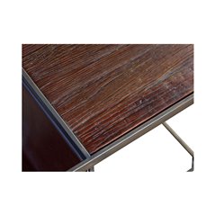 Soffbord med Tidningsficka - Epock 140x40cm - Natur/Brun/Silver - Rustik Alm/Konstläder/Patinerad Stål