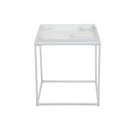 Sidebord Grace 42x42cm - Hvid - Marmor lamineret Glas / Metal