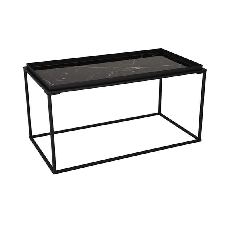 Soffbord Grace 80x42cm - Svart - Marmorlaminerat Glas/Metall