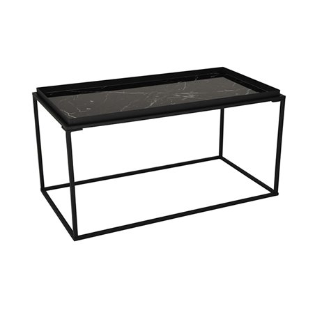 Soffbord Grace 80x42cm - Svart - Marmorlaminerat Glas/Metall