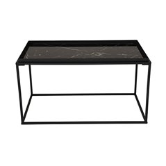 Soffbord Grace 80x42cm - Svart - Marmorlaminerat Glas/Metall