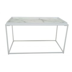 Soffbord Grace 80x42cm - Vit - Marmorlaminerat Glas/Metall