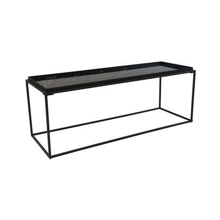 Soffbord Grace 122x42cm - Svart - Marmorlaminerat Glas/Metall