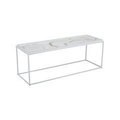 Soffbord Grace 122x42cm - Vit - Marmorlaminerat Glas/Metall