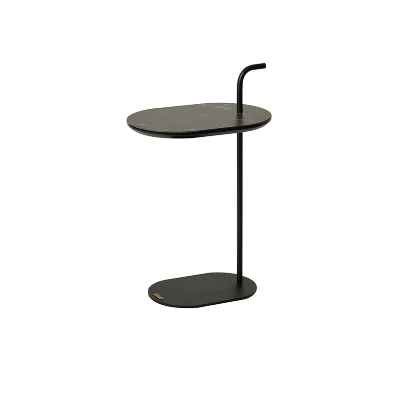 Sivupöytä Levang - 40x28x62cm - Musta / Marble-Look / Musta - Keraaminen / Metalli