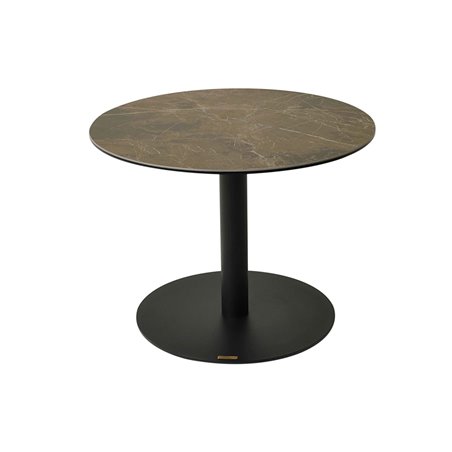 Sidebord Levang - ø60x45cm - Brun / Marmor-Look / Sort - Keramik / Metal