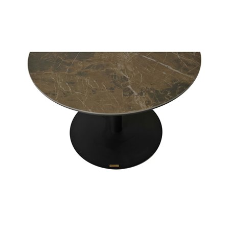 Sivupöytä Levang - ø60x45cm - Ruskea / Marmori-Look / Musta - Keraaminen / Metalli