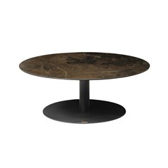 Soffbord Levang - ø100x38cm - Brun/Marmor-Look/Svart - Keramik/Metall