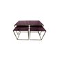 Soffbord/Satsbord Mayfair - 80x39x40cm + 35x35x35cm + 35x35x35cm - Plommonlila/Mässing - Metall/Stål