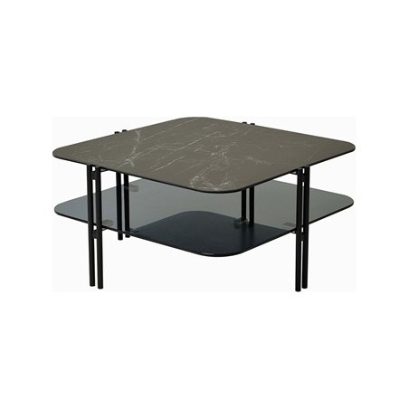 Soffbord Sivan - 80x80x42cm - Svart - Keramik/Glas/Metall