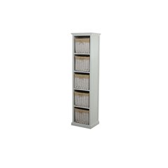 Hylla + 5 st Korgar - Max - 157x40x35cm - Vit/Ljusgrå/Beige - MDF/Tyg/Konstrotting