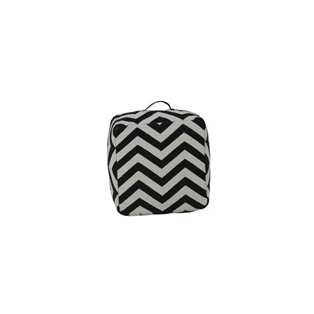 Puff Zigzag - 50x50x25cm - Musta / Valkoinen - Puuvilla / Polyesteri