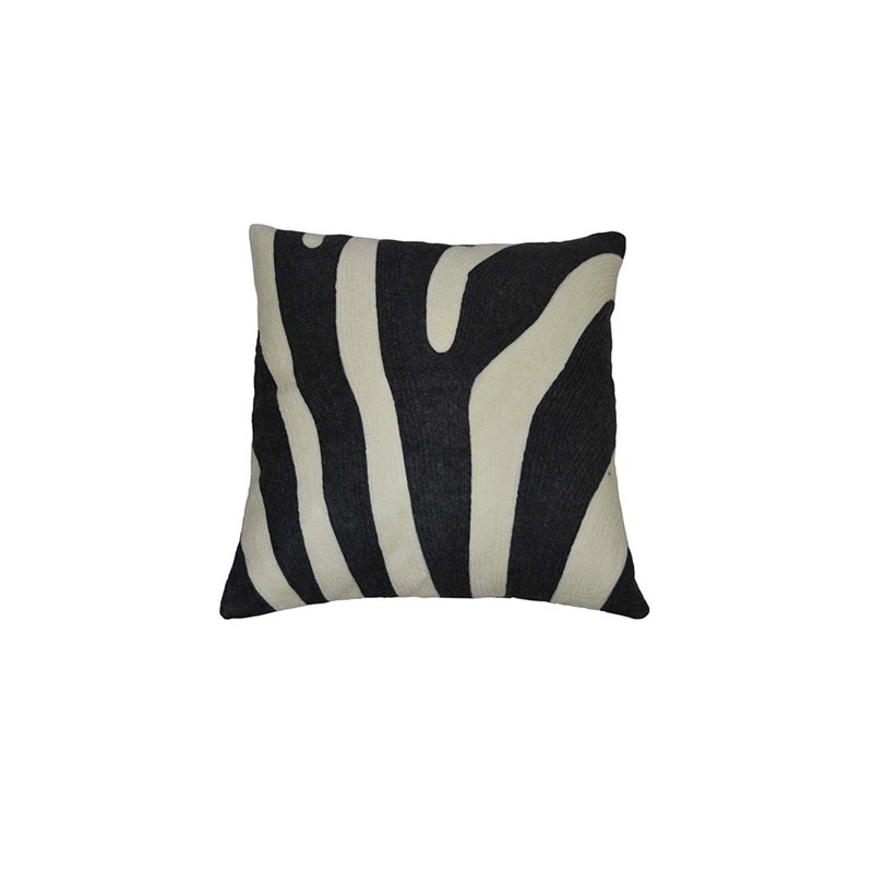 Pude Zebra - 50x50 - Sort / Hvid / Offwhite - Dun