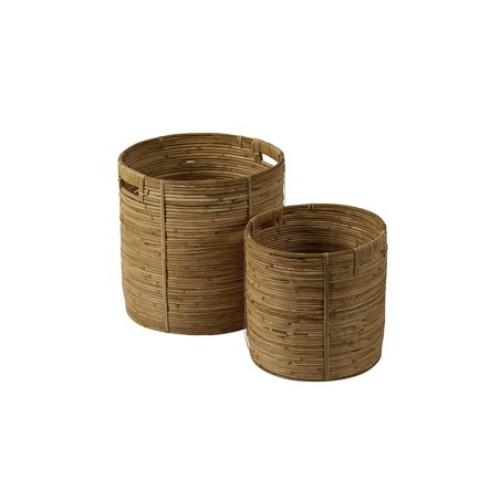 Basket 2-set / 2-Pack - Indo - ø47x47cm + ø36x36.5cm - Nature - Rottink