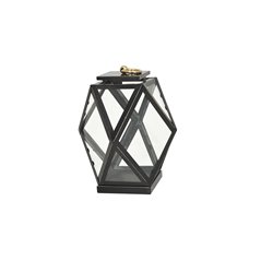 Ljuslykta Diamant - 25x25x40cm - Antiksvart/Transparent/Mässing - Glas/Metall