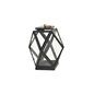 Candle Lantern Diamond - 25x25x40cm - Antik Sort / Transparent / Messing - Glas / Metal