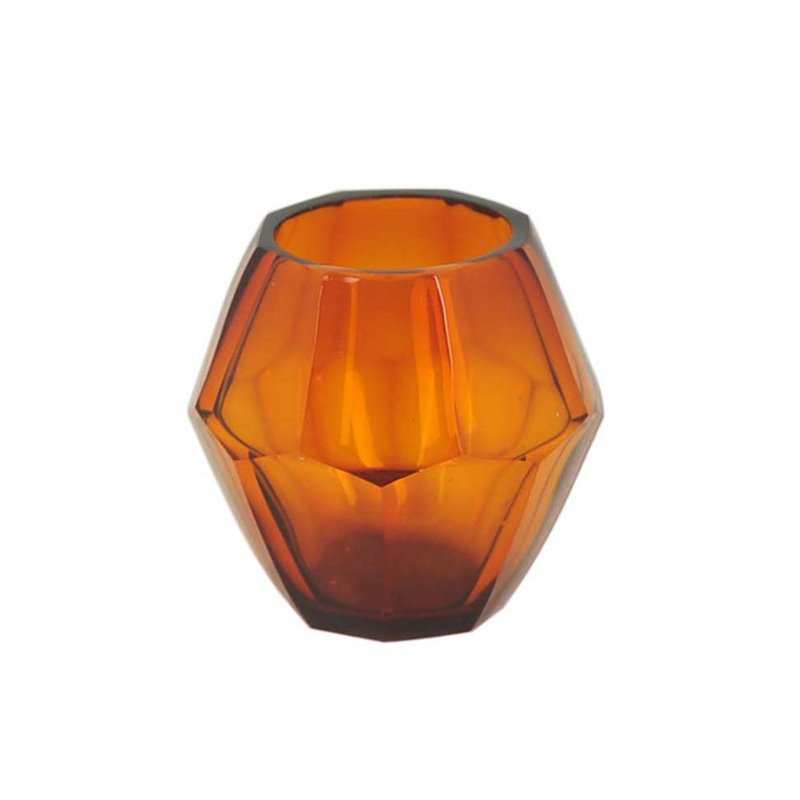 Lyselygte Nova - 15x15x15cm - Orange / Transparent - Glas