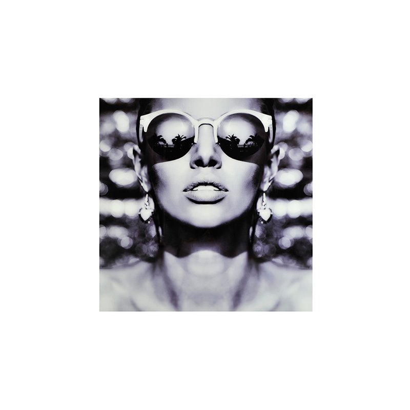 Tavla - Woman With Sunglasses - 120x120cm - Glas