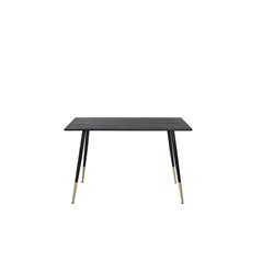 Dipp Dining Table - 120 cm - Black Veneer - Black Legs w. Brass dipp
