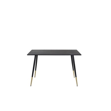 Dipp Dining Table - 120 cm - Black Veneer - Black Legs w. Brass dipp