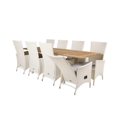 Panama pöytä 160/240 - valkoinen / teak, Padova tuoli (lukitustuoli) - valkoinen / harmaa_8