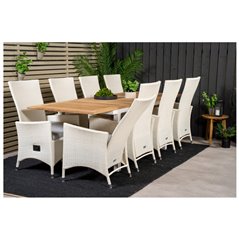 Panama pöytä 160/240 - valkoinen / teak, Padova tuoli (lukitustuoli) - valkoinen / harmaa_8