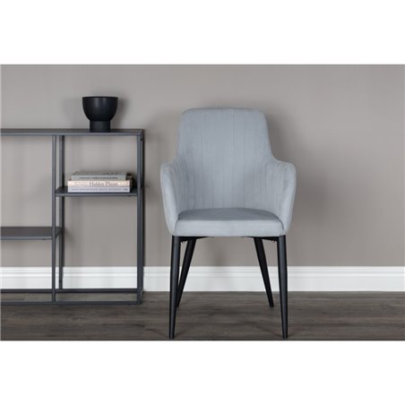 Comfort Dining Chair - Black Legs / Light Grey Cordutoy