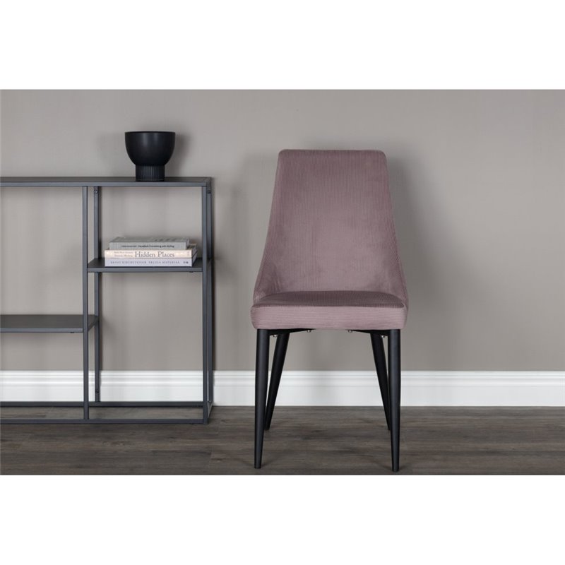 Leone Dining Chair - Black Legs / Dusty PinkCorduroy