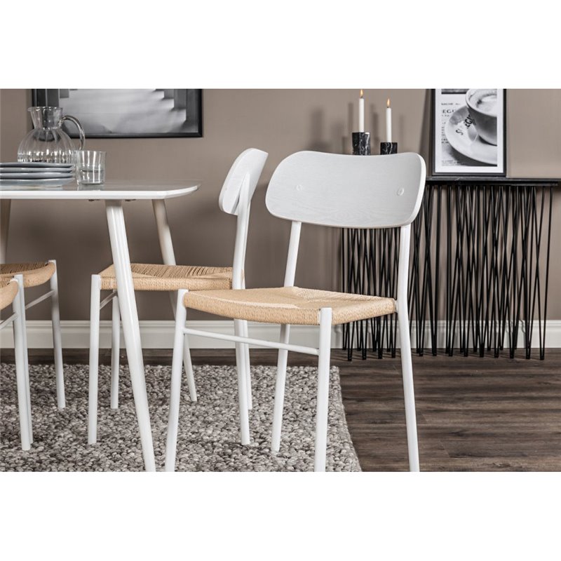 Polly Dining Chair - White / Nature