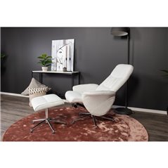 Rolf Recliner with ottoman, Grey Fabric chrome foot