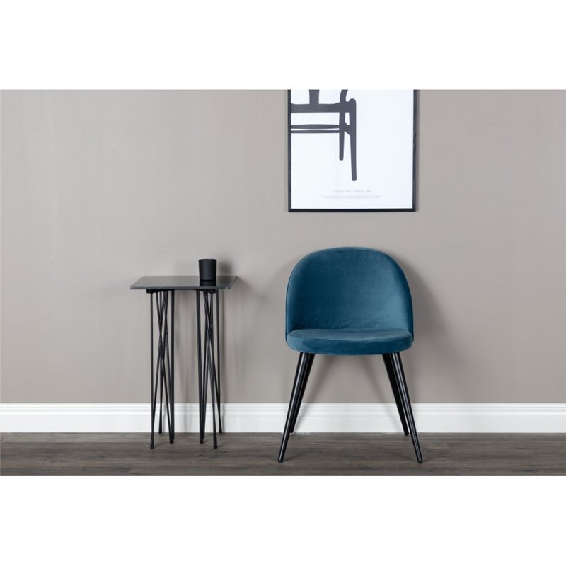 Velvet Dining Chair - Blue / Black