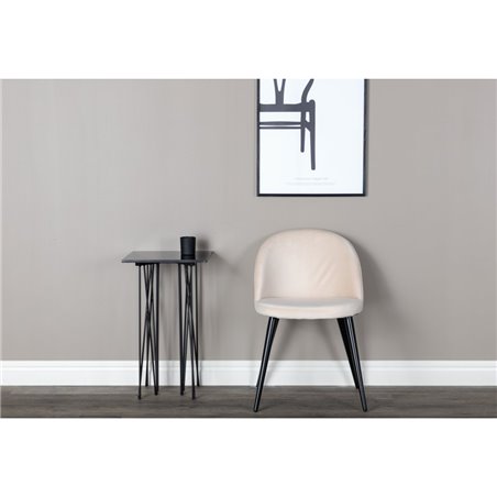 Velvet Dining Chair - Beige / Black