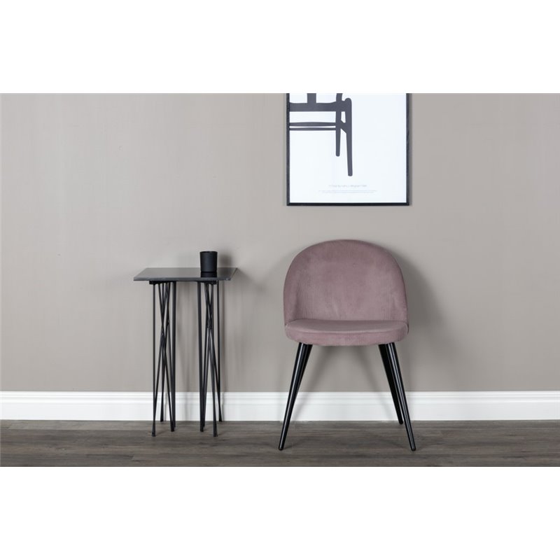Velvet Dining Chair Corduroy - Pink / Black